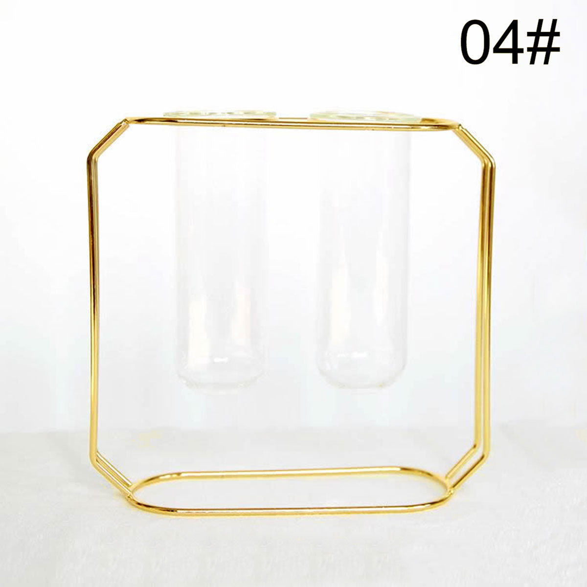 Nordic Golden Glass Vase Iron Hydroponic Plant Flower Vase Tabletop Coffee Shop Office Home Decoration Accessories Modern