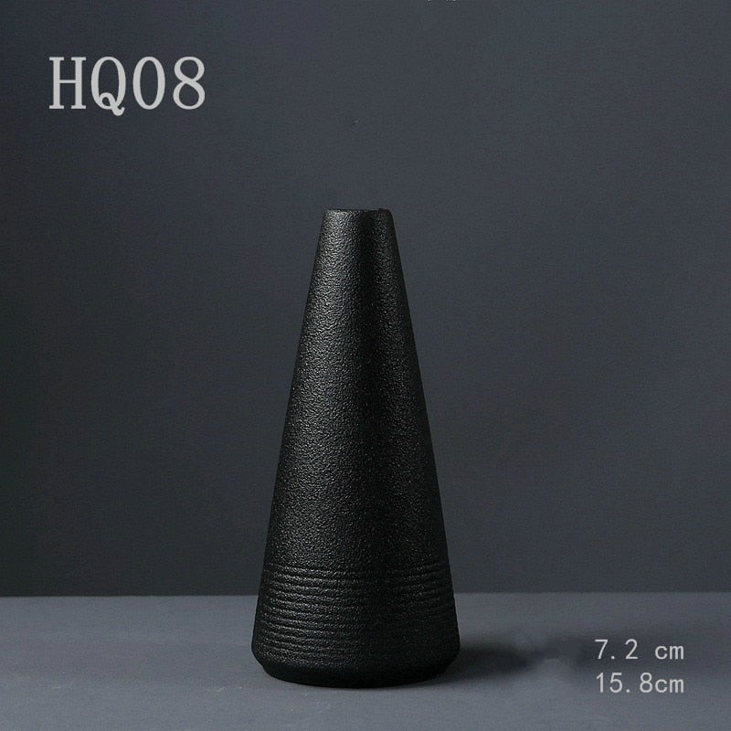Hot Selling New Black Ceramic Flower Arrangement Small Vase Home Decoration Small Vase Tabletop Ornament Crafts