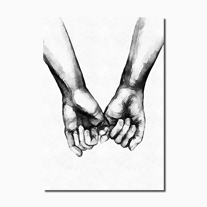 Black And White Holding Hands Wall Art - Little Eudora