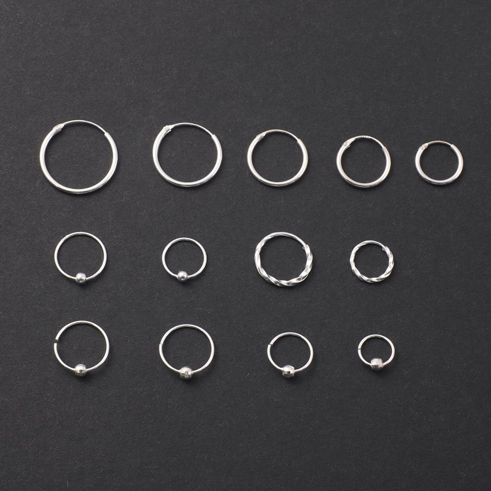 High Quality 1 Pair 6-18mm Small Hoop Earrings Silver Color Circle Hoop Earring for Women Men Ear Rings Clip Huggie Earrings