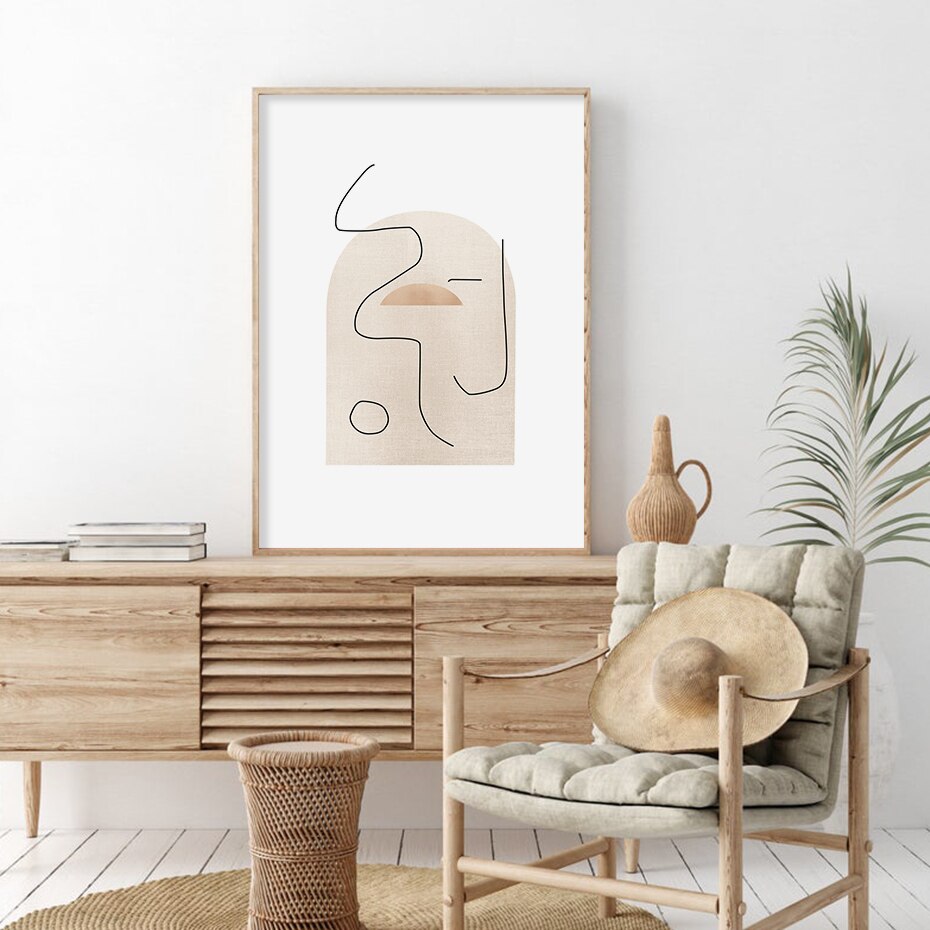 Abstract Boho Style Nature Beige Color Wall Art Canvas Painting Poster Print Pictures for Living Room Home Interior Decoration - Little Eudora