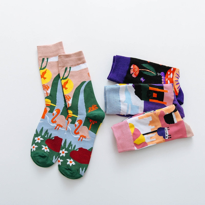 Colorful Print Socks -1 Pair - Little Eudora