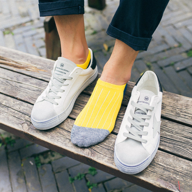 Patchwork Solid Striped Cotton Ankle Sock - 5 Pairs - Little Eudora