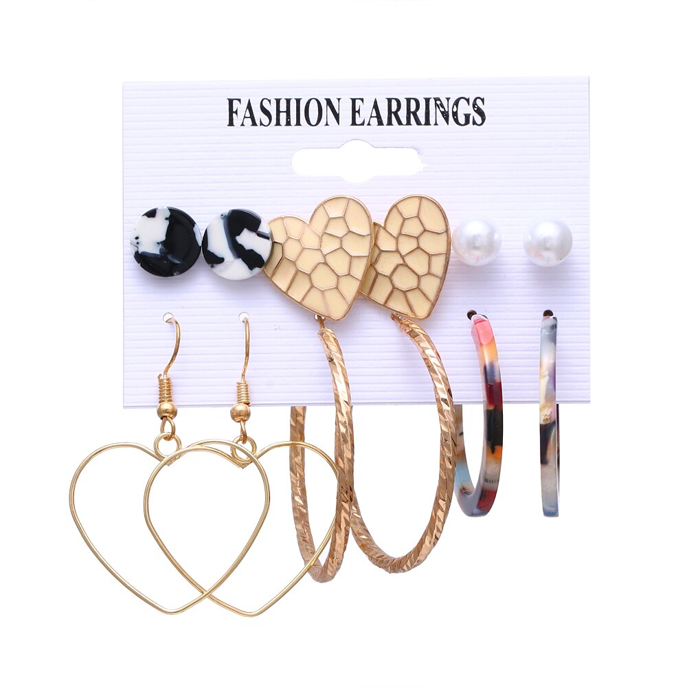 EN Pearl Hoop Earrings For Women Clip On Ear Rings Geometric Pendientes Round Circle Earring Set Brincos Korean Fashion Jewelry