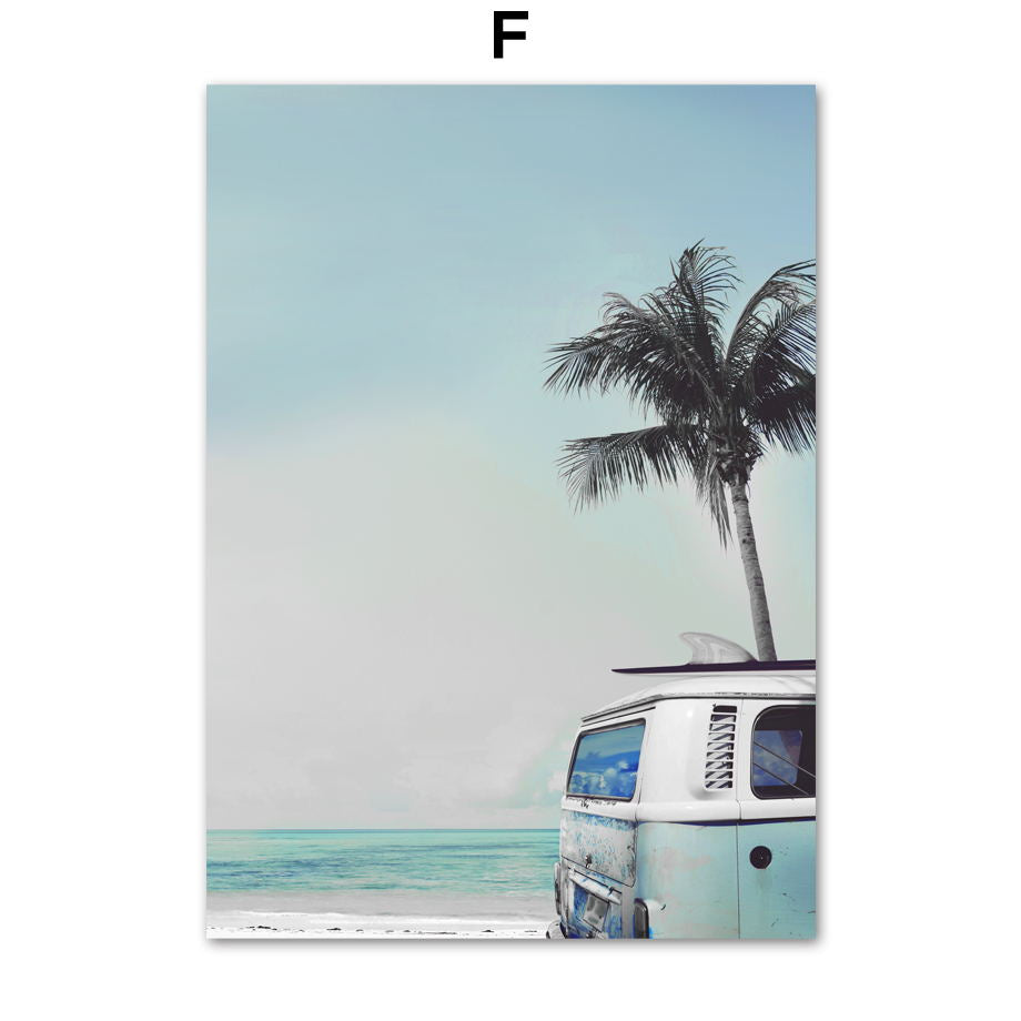 Beach Palm Tree Pineapple Ocean Wall Art - Little Eudora