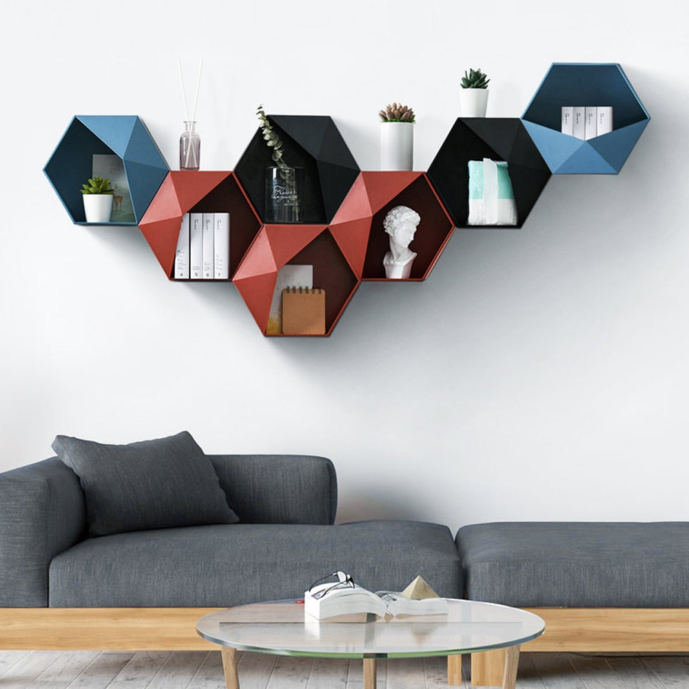 Nordic Style Geometric Hexagon Floating Shelf - Little Eudora