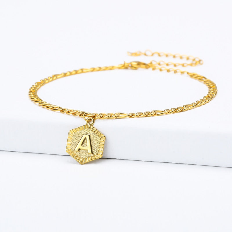 Ankle Bracelet for Women Bulk Gold Initial Stainless Steel Letter Leg Bracelet Ankle Bracelet A-Z Alphabet Anklet Leg Bracelet