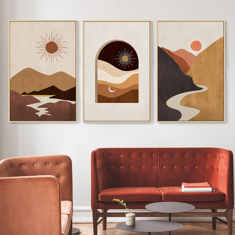 Trendy Boho Nature Mountain Scene Wall Art - Little Eudora