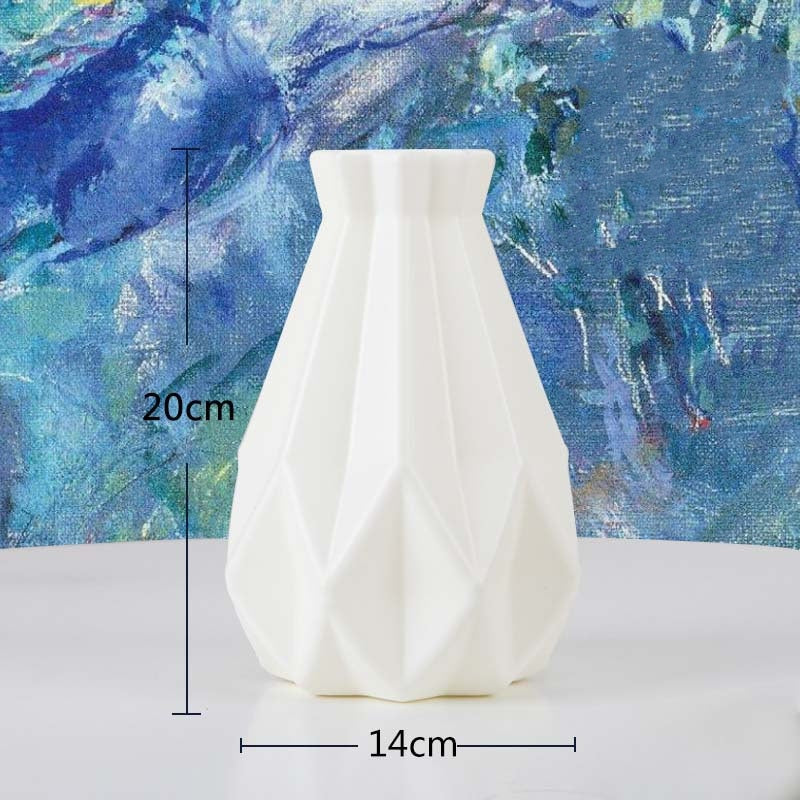 Origami Plastic Vase Milky White Ceramic Flower Pot Fl - Little Eudora
