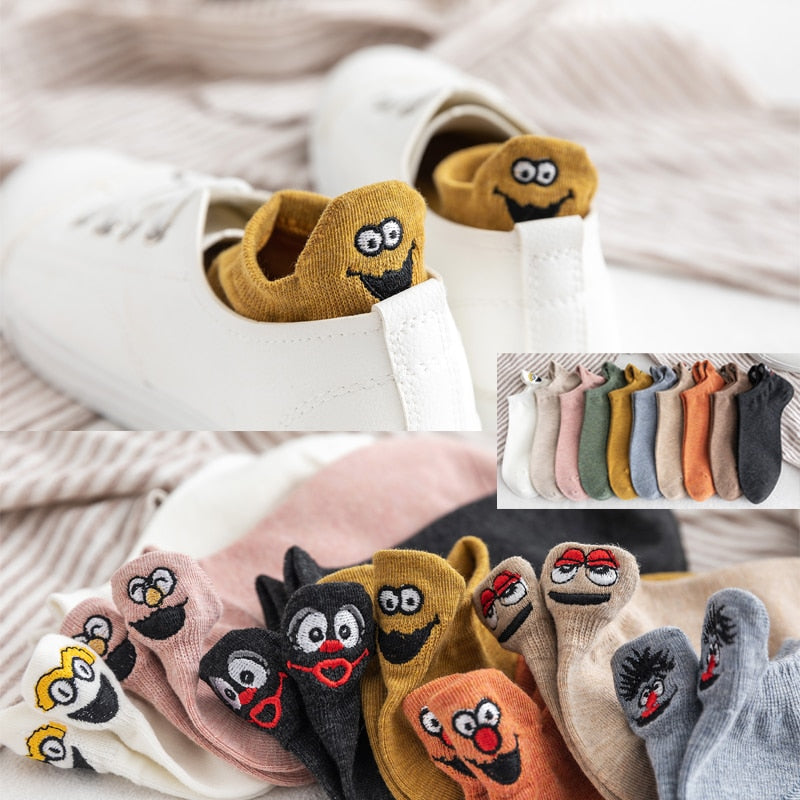 Embroidered Expression Women Socks - 5 Pairs - Little Eudora