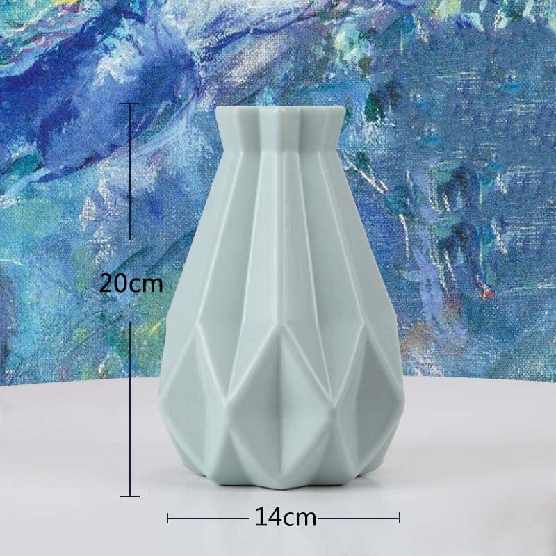 Origami Plastic Vase Milky White Ceramic Flower Pot Fl - Little Eudora