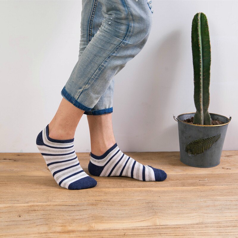 Patchwork Solid Striped Cotton Ankle Sock - 5 Pairs - Little Eudora
