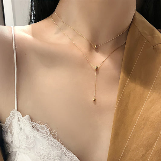 Kpop Fashion Gold color Choker Necklace Women Cute Girl Double Layer Chain statement Necklace for Women Jewelry Wholesale 2020