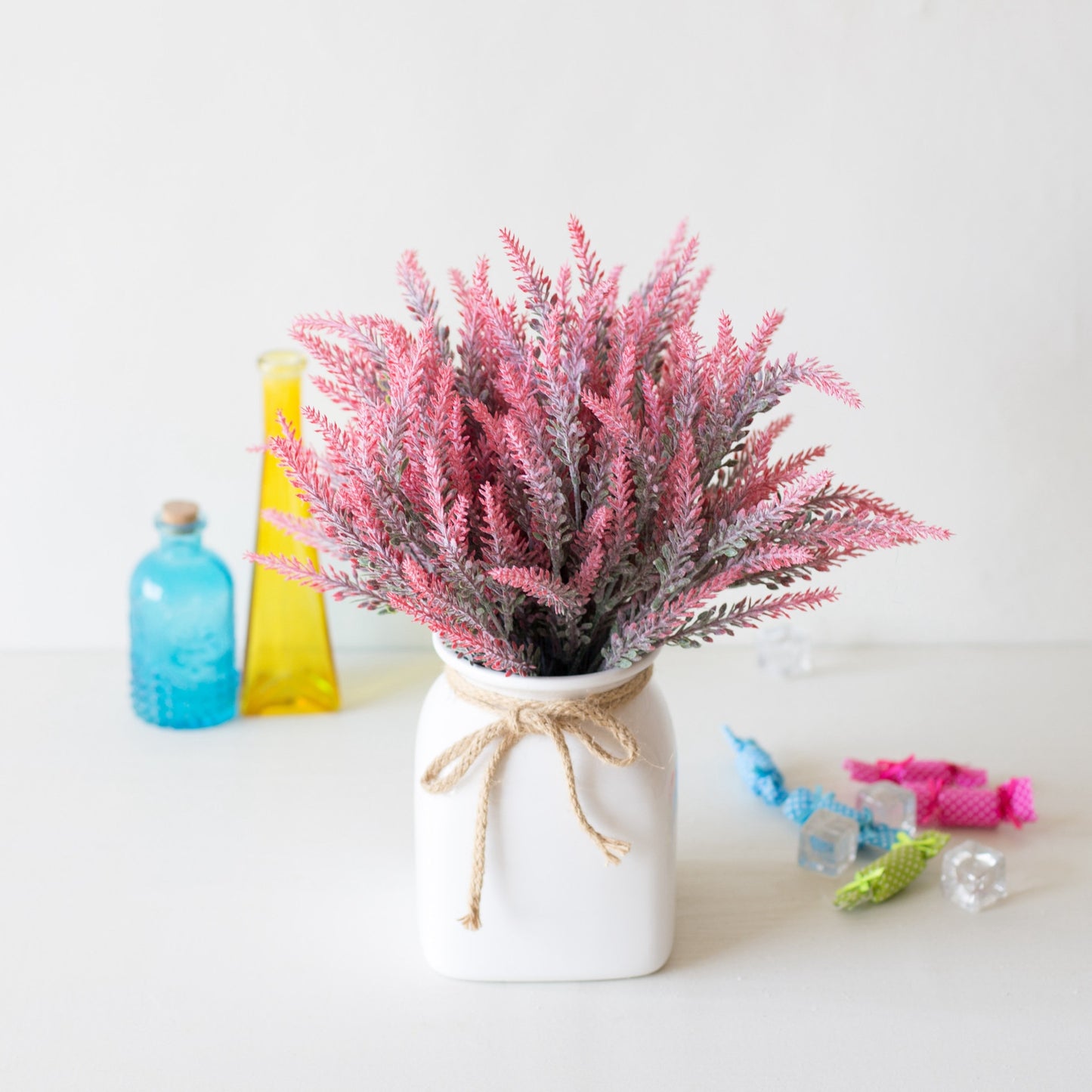 1 Bundle Romantic Provence Lavender Wedding Decorative Flower Vase for Home Decor Artificial Flowers Grain Christmas Fake Plant