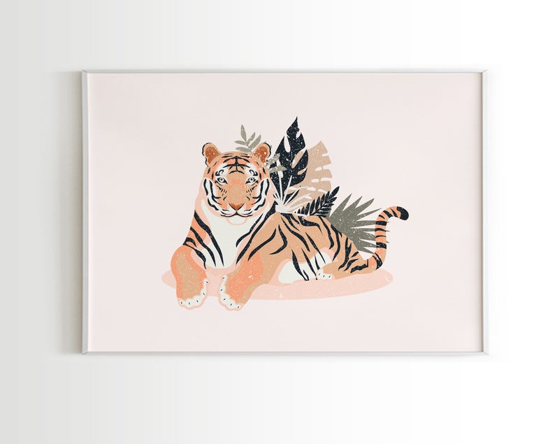 Castle Tiger And Girl Boho Wall Art - Little Eudora
