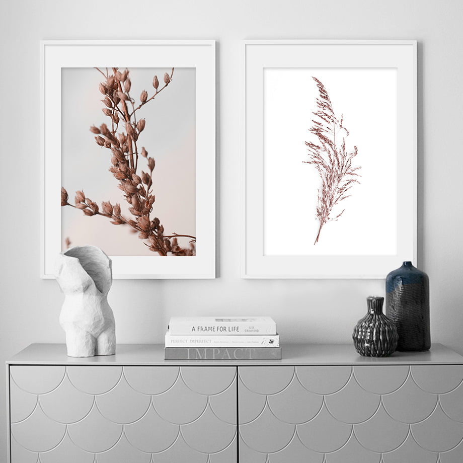 Pink Reed Grass Flower Plant Wall Art - Little Eudora