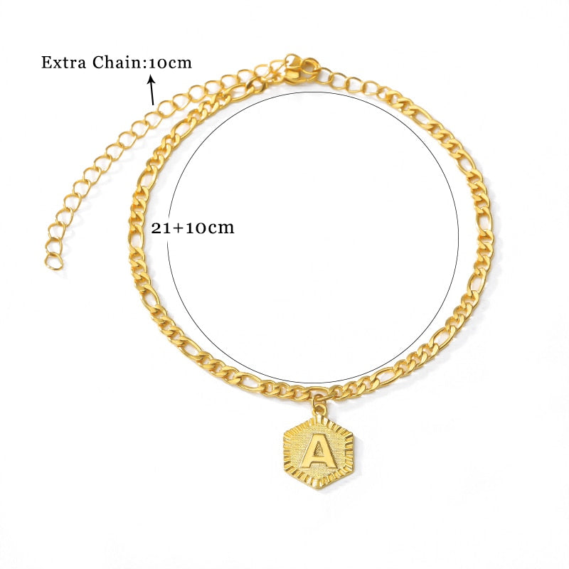 Ankle Bracelet for Women Bulk Gold Initial Stainless Steel Letter Leg Bracelet Ankle Bracelet A-Z Alphabet Anklet Leg Bracelet