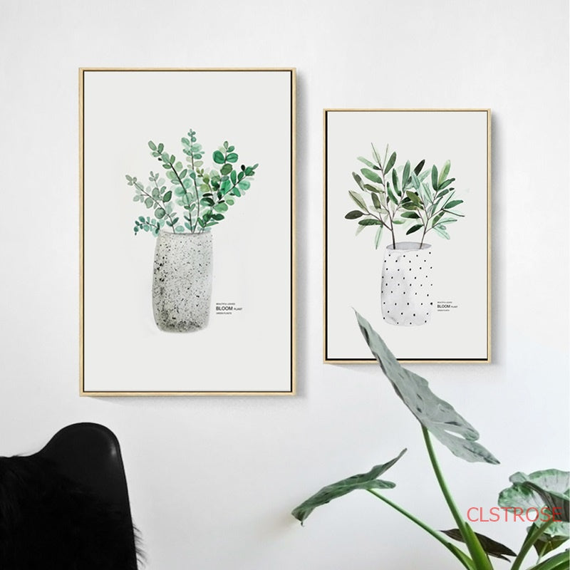 Nordic Art Poster Green Plant Canvas - Little Eudora
