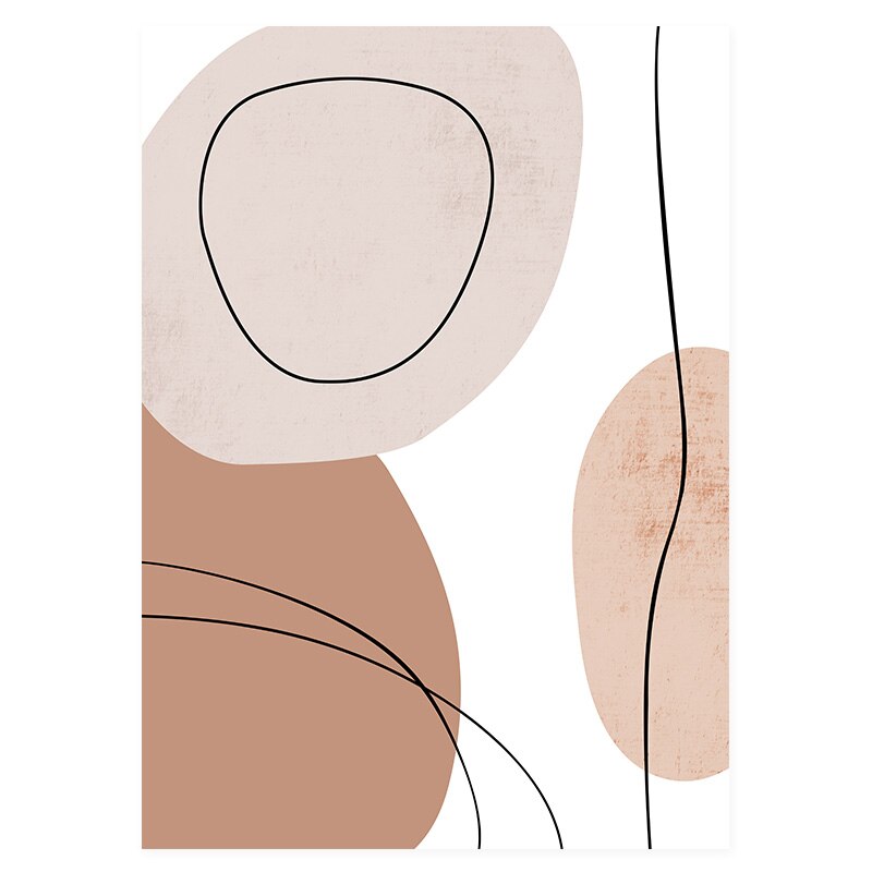 Abstract Geometric Brush Beige Boho Wall Art - Little Eudora