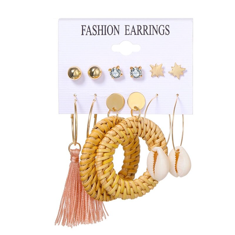 EN Pearl Hoop Earrings For Women Clip On Ear Rings Geometric Pendientes Round Circle Earring Set Brincos Korean Fashion Jewelry