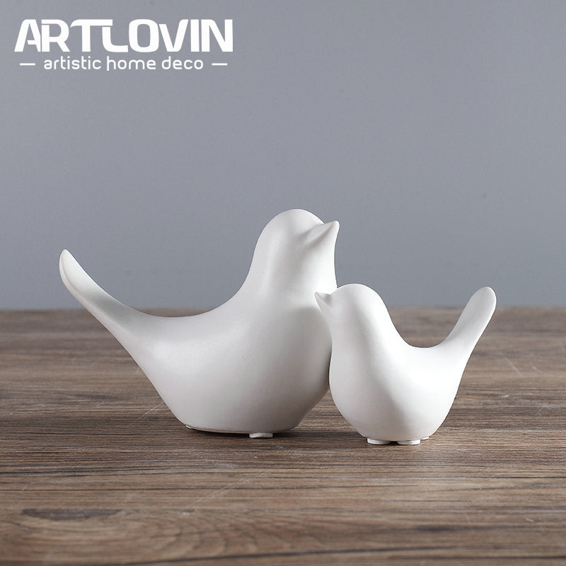 Nordic Creative White Ceramic Bird Figurines - Little Eudora