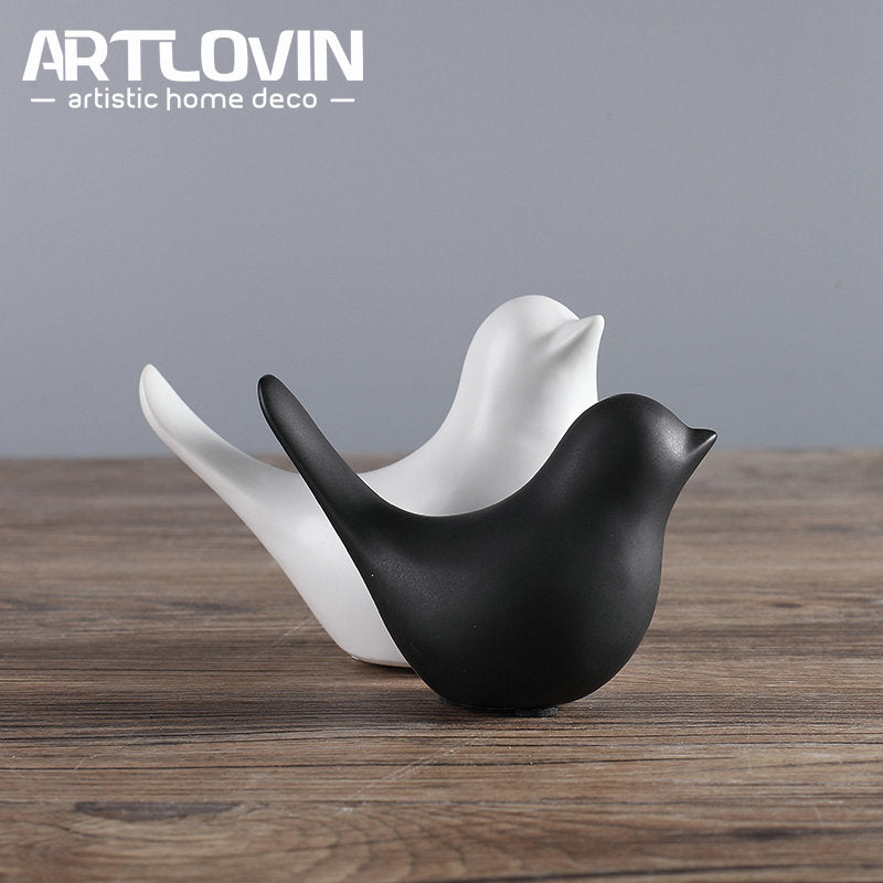 Nordic Creative White Ceramic Bird Figurines - Little Eudora