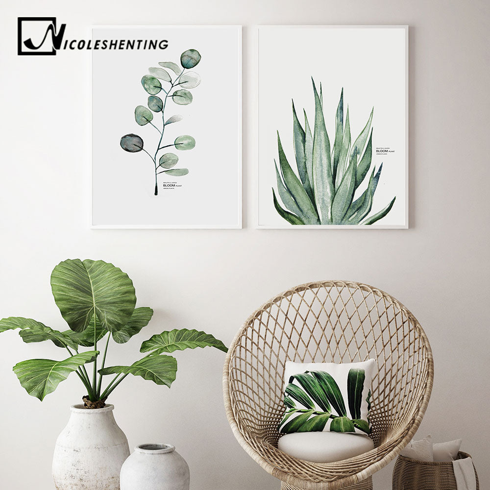 Watercolor Plants Leaf Wall Art - Little Eudora
