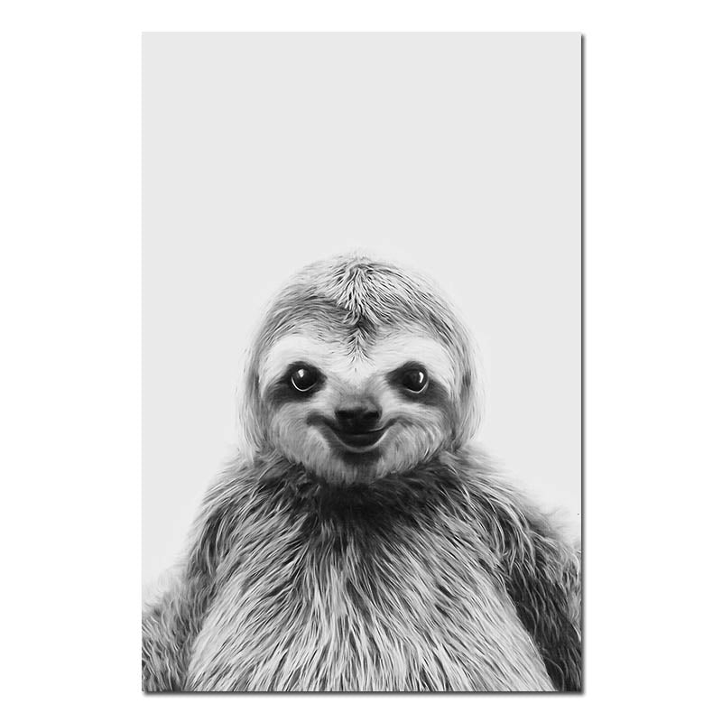 Black White Sloth Wall Art - Little Eudora