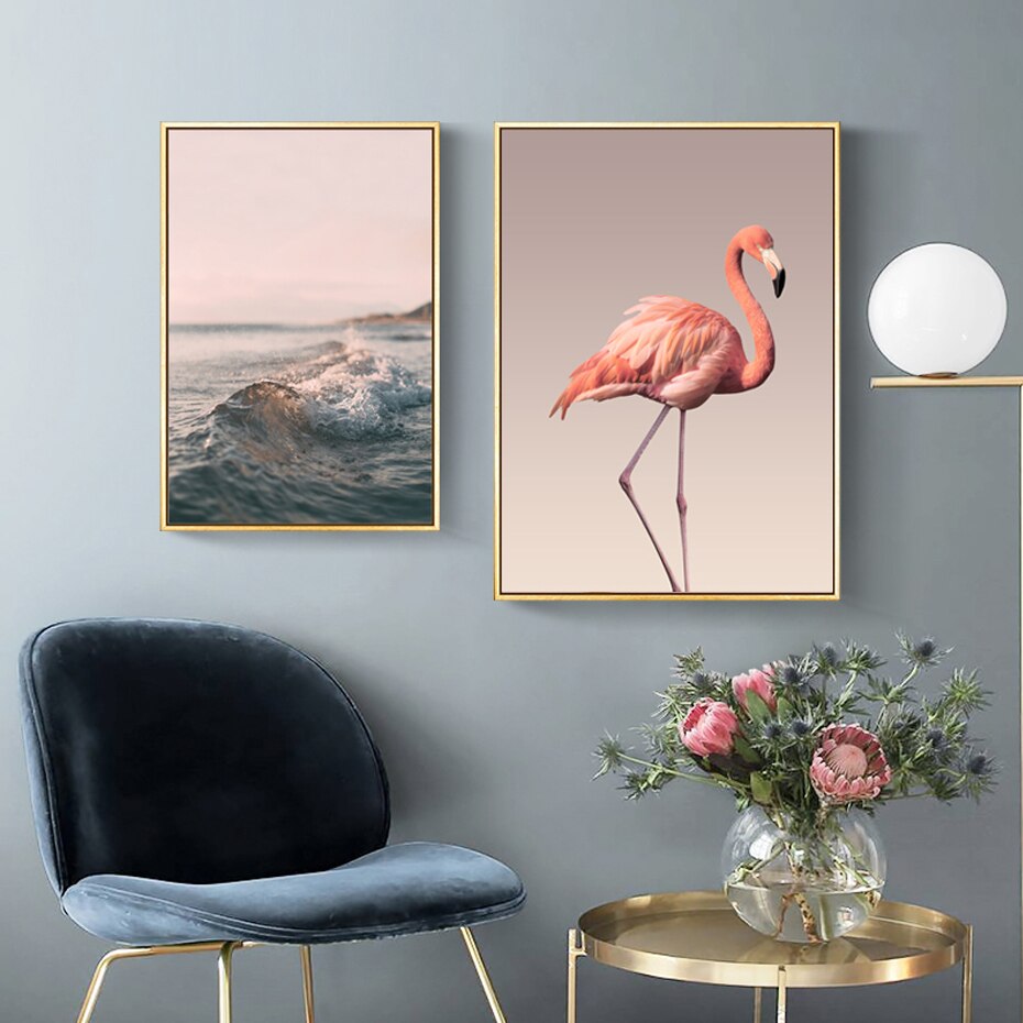 Romantic Pink Peony Flamingo Love Wall Art - Little Eudora