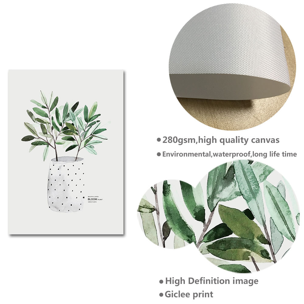 Watercolor Plants Leaf Wall Art - Little Eudora