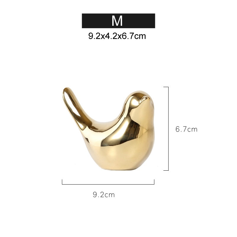 Gold Decorations Ceramic Golden Bird Figurines - Little Eudora