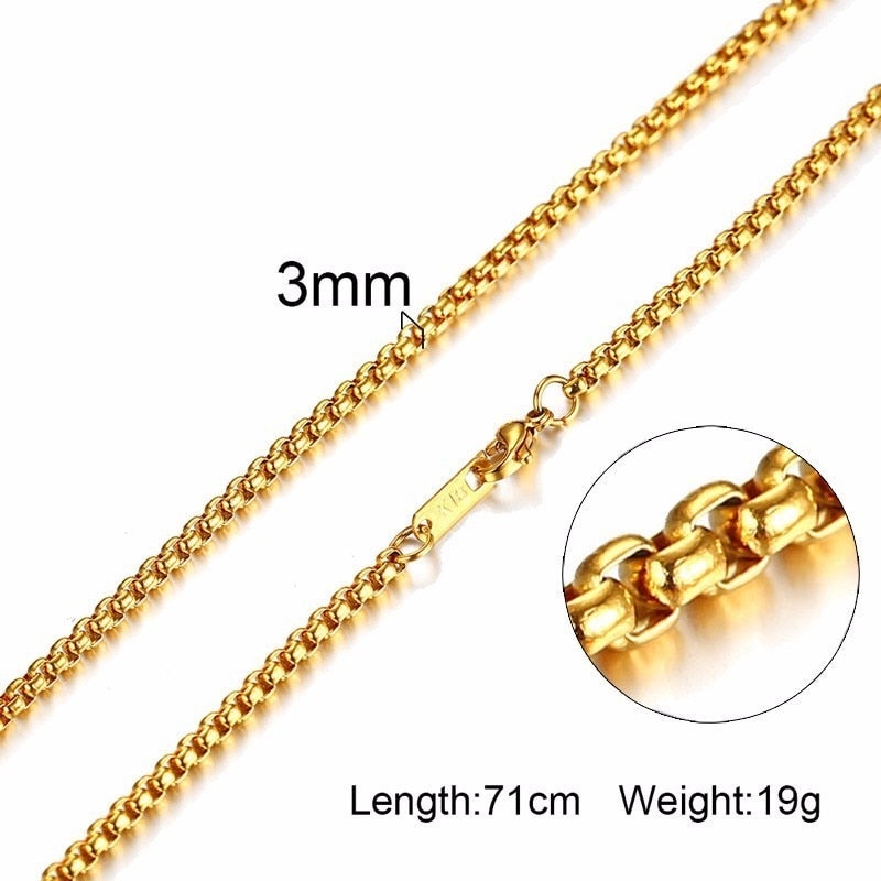 3-6MM Men Necklace Gold Tone