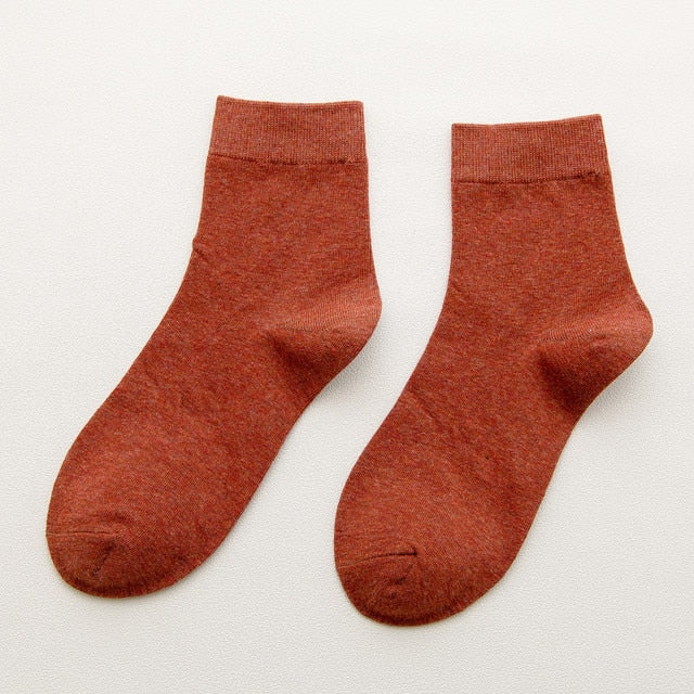 Cotton Solid Colour Socks - 5 Pairs - Little Eudora