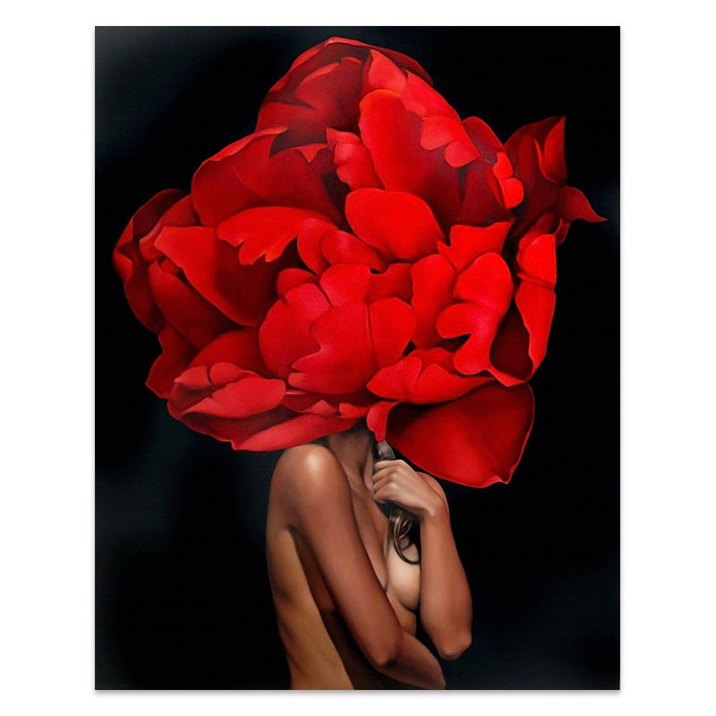 Flowers Feathers Woman Abstract Wall Art - Little Eudora