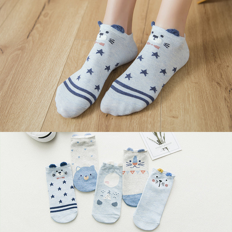 Cotton cartoon animals Socks - 5 Pairs - Little Eudora