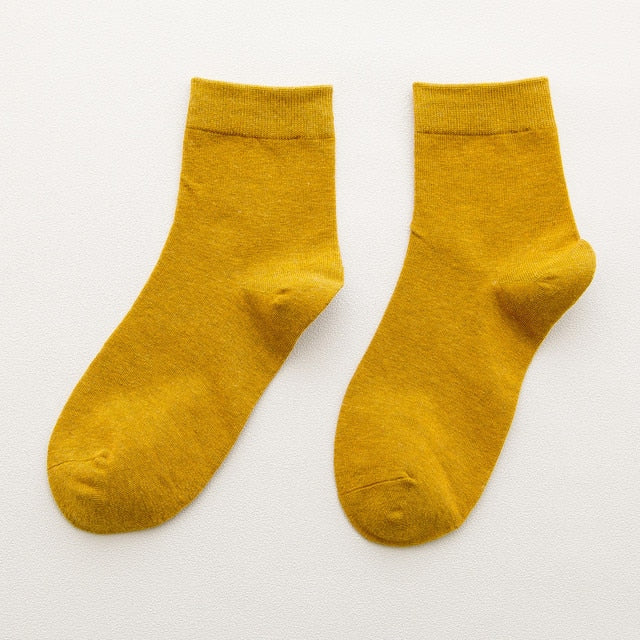 Cotton Solid Colour Socks - 5 Pairs - Little Eudora