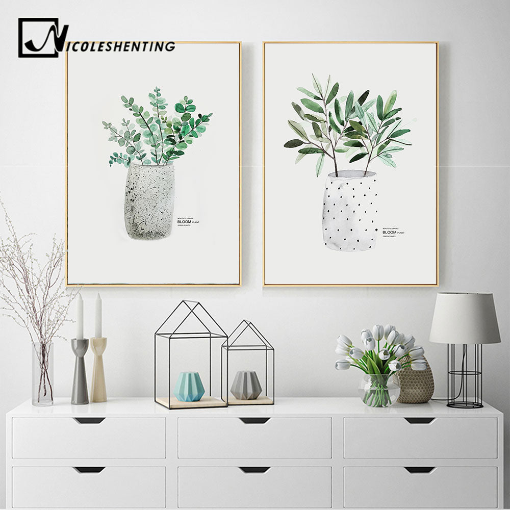 Watercolor Plants Leaf Wall Art - Little Eudora
