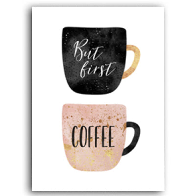But First Coffee Colorful Cups Coffee Wall Art - Little Eudora