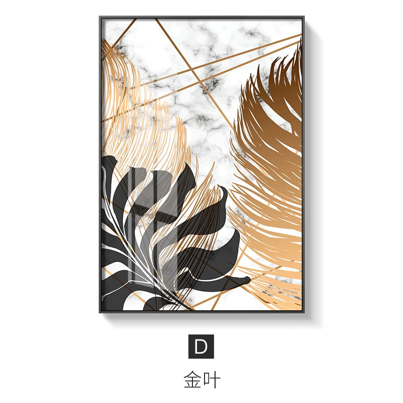 Nordic plants Golden leaf Wall Art - Little Eudora