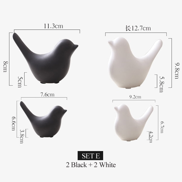 Nordic Creative White Ceramic Bird Figurines - Little Eudora