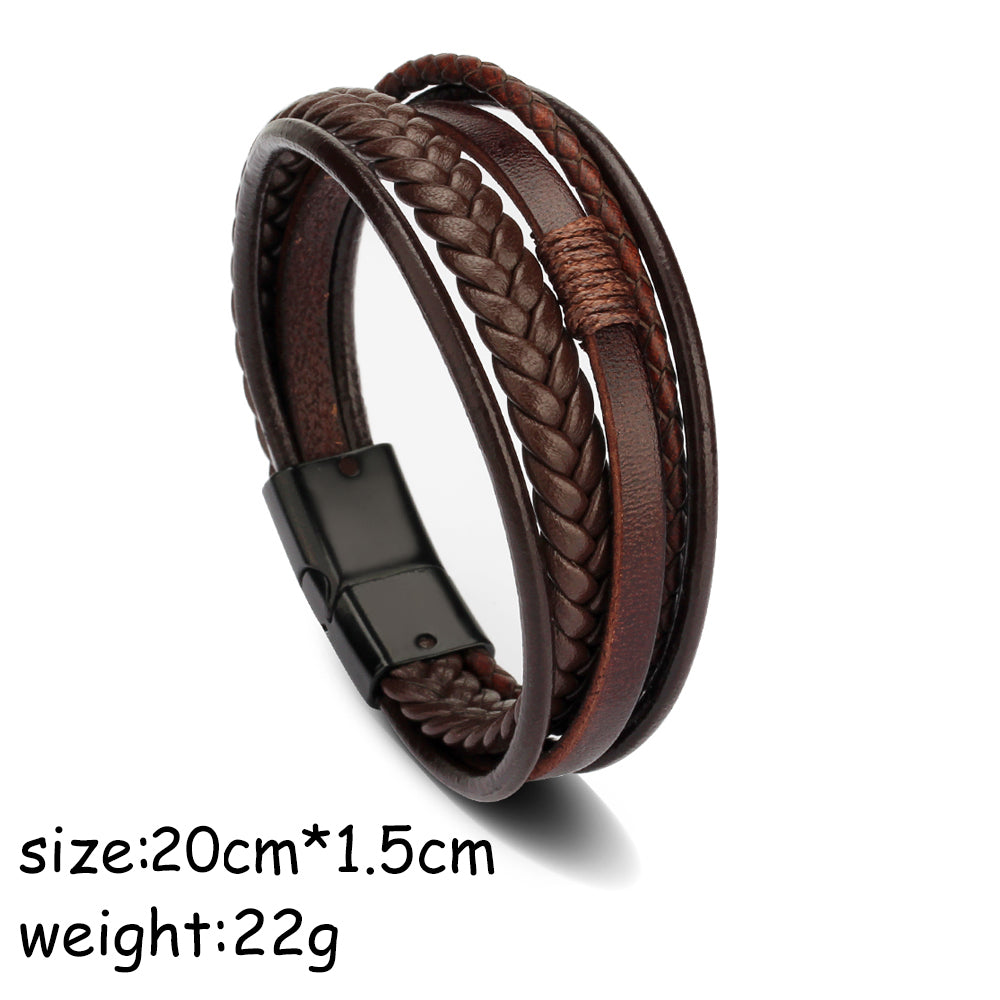 ZG Wholesale Men's Braided Leather Bracelets armband heren in Black and Brown Color with Magnetic Elegent Bracelet for Man