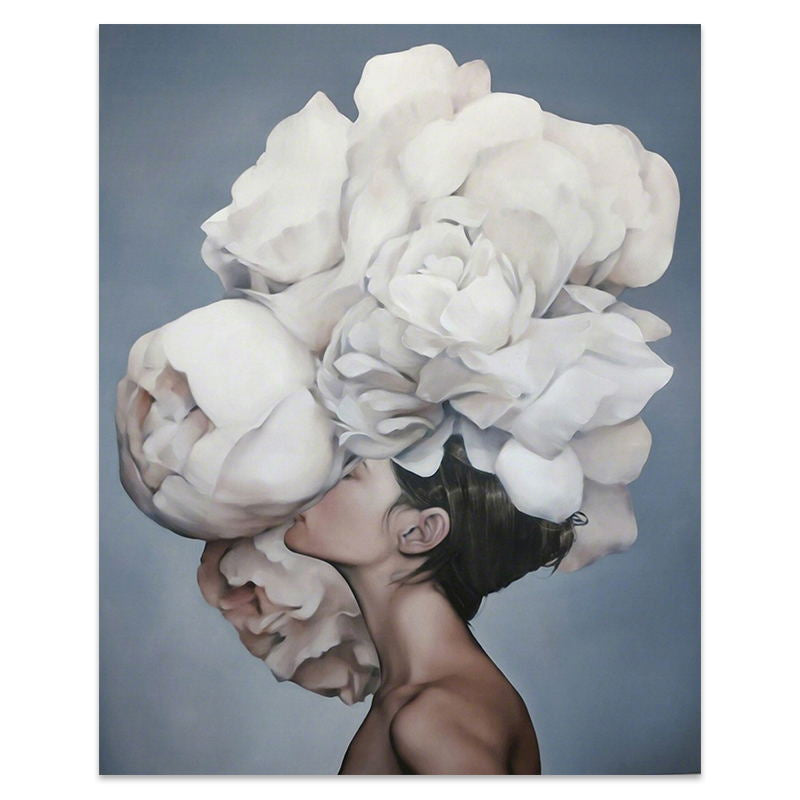 Flowers Feathers Woman Abstract Wall Art - Little Eudora