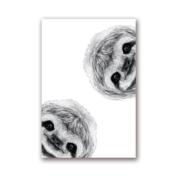 Black And White Sloth Cute Wall Art - Little Eudora
