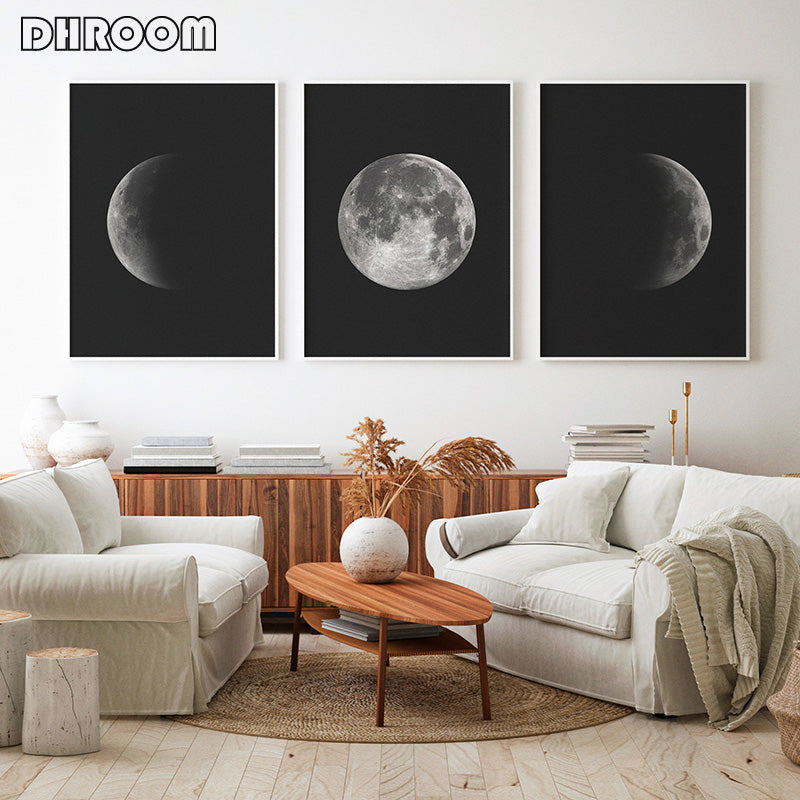 Black and White Moon Wall Art - Little Eudora
