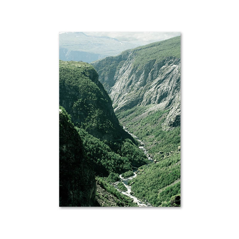 Mountain Foggy Forest Picture Nature Scenery Wall Art