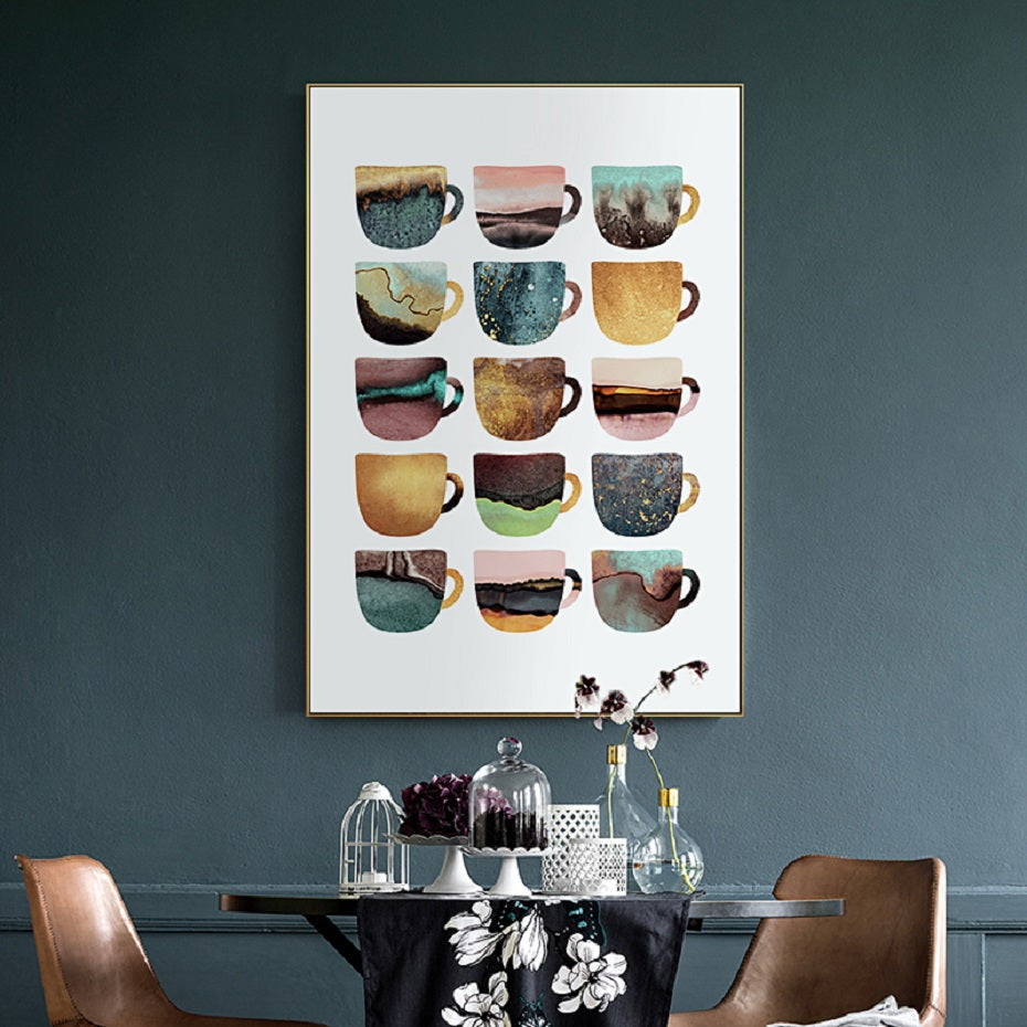 But First Coffee Colorful Cups Coffee Wall Art - Little Eudora
