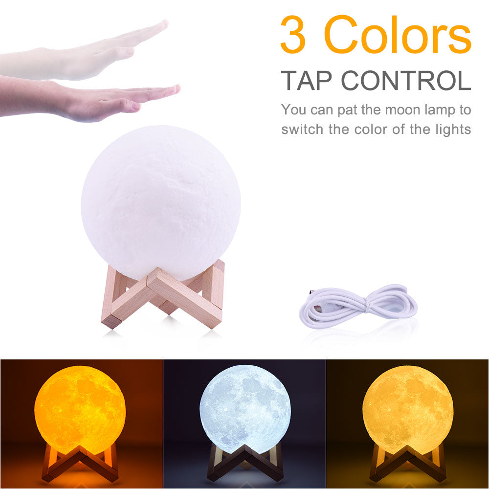 3D print Moon Lamp night light Rechargeable