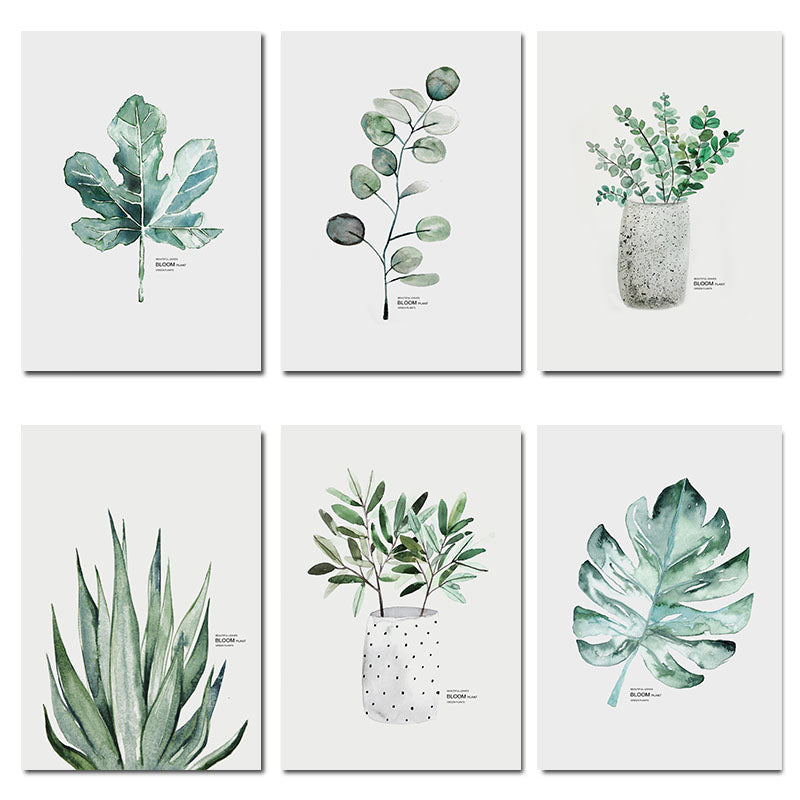 Watercolor Plants Leaf Wall Art - Little Eudora