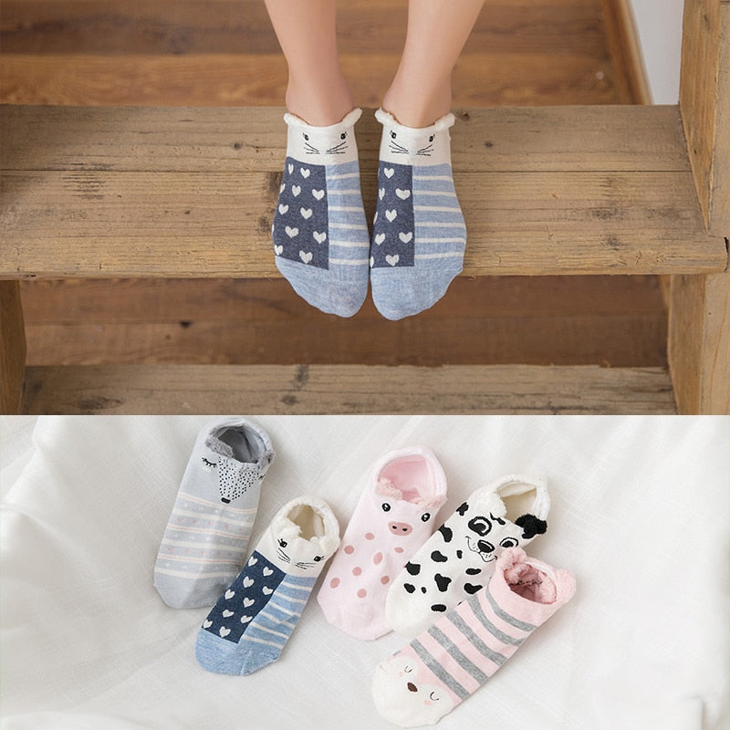 Cotton cartoon animals Socks - 5 Pairs - Little Eudora