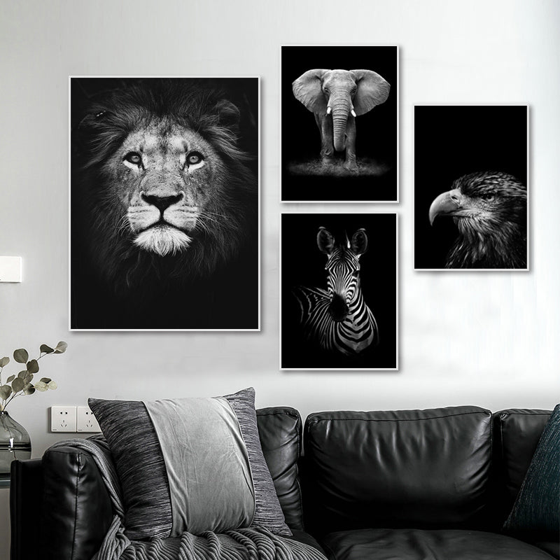 Wildlife Africa Wild Animals Black White Wall Art - Little Eudora